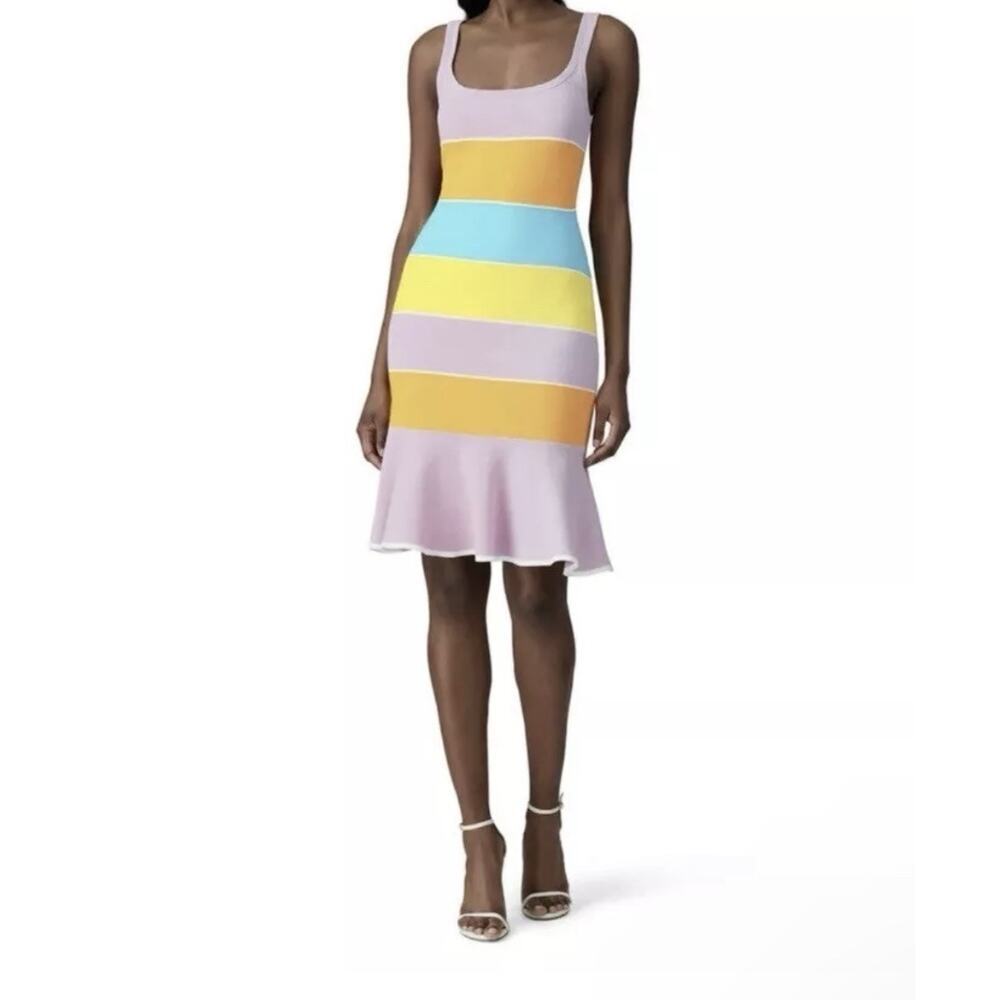 Tanya Taylor Colorful Knit Colorblock Midi Dress Size S